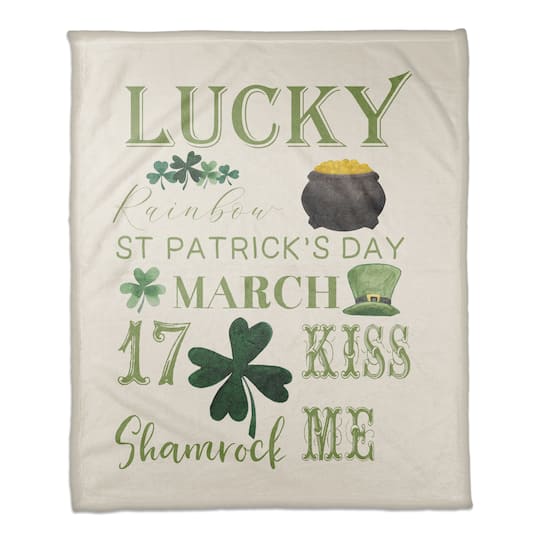 St/ Patrick&#x27;s Day Words 50&#x22; x 60&#x22; Coral Fleece Blanket